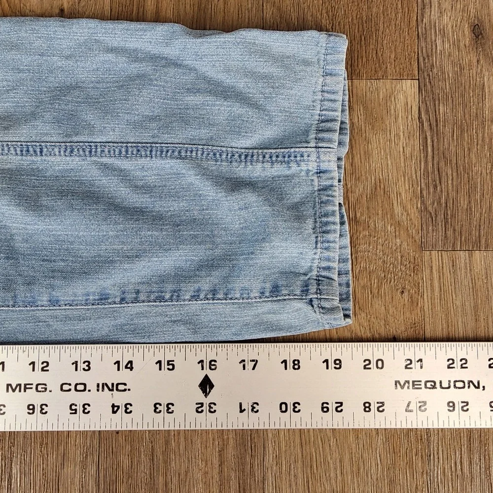OshKosh Bgosh Girls Light Wash Paperbag Cargo Jeans Size 8 Elastic Waist Belted